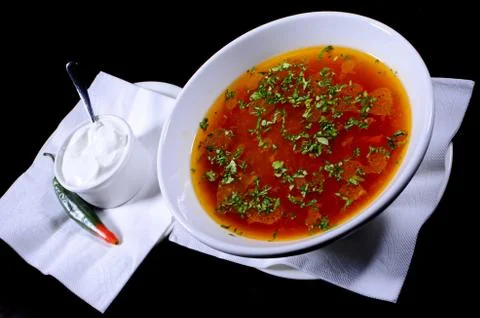 Rustic beef broth Stock Photos