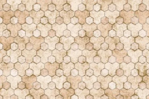 Rustic beige hexagonal stone tiles texture pattern for architectural design and Stock Illustration