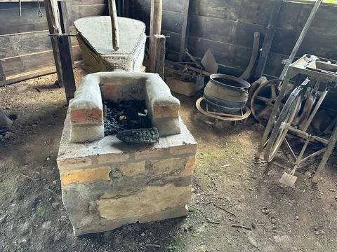 Rustic blacksmith shop scene Stock Photos
