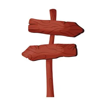 Rustic board, wooden tablet, pointer isolated on white background. Flat vecto Stock Illustration