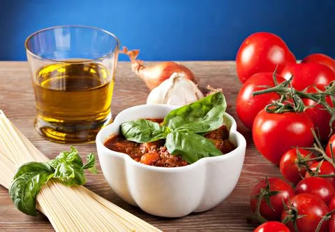 Rustic bolognese meat sauce. Typical Italian dish. Stock Photos