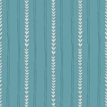 Rustic Botanical Striped Seamless Pattern Vector Stock Illustration