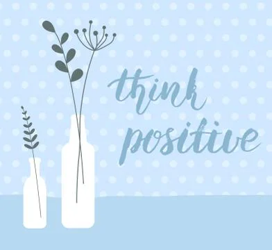 Rustic bottles with abstract flowers background. Think positive inspirational Stock Illustration