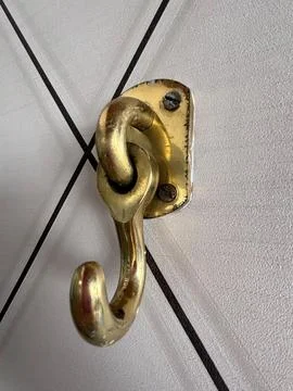 Rustic Brass Wall Hook Stock Photos