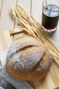 Rustic Bread and Kvass with Wheat Stock Photos
