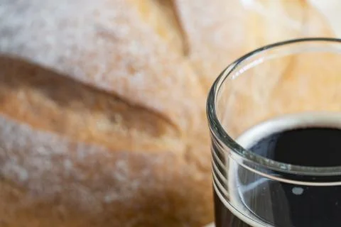 Rustic Bread and Kvass with Wheat Stock Photos