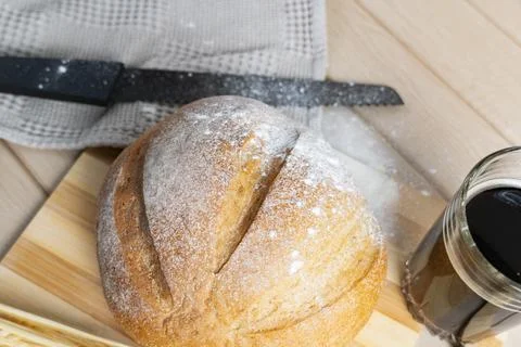Rustic Bread and Kvass with Wheat Stock Photos