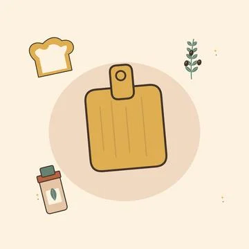 Rustic bread board with olives and a bottle. Decorative flat vector compositi 스톡 일러스트