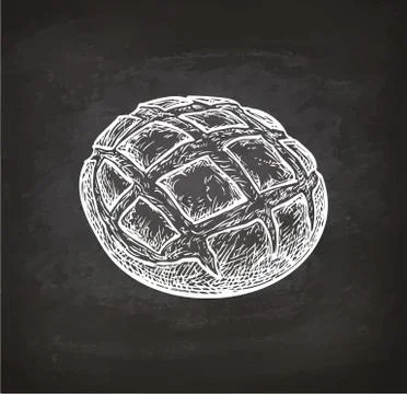 Rustic bread chalk sketch 库存插图