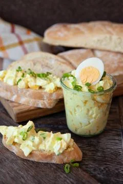 Rustic bread with egg salad Stock Photos