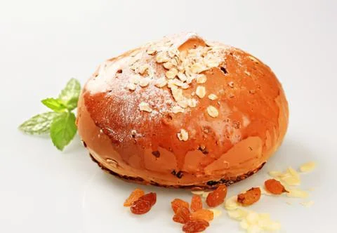 Rustic bread roll with oats and seeds Stock Photos