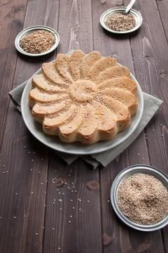 Rustic bread with sesame seeds Stock Photos