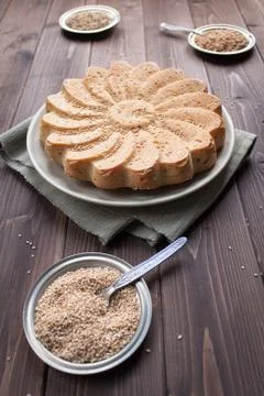 Rustic bread with sesame seeds Stock Photos