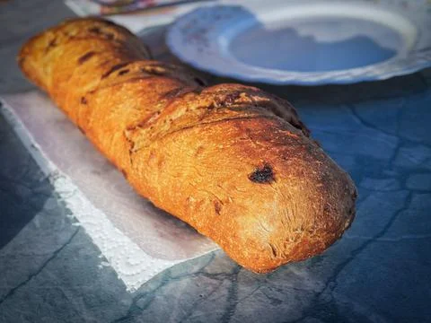 Rustic Bread Side Dish in Outdoor Sunshine Stock Photos