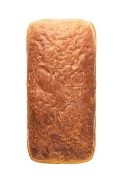 Rustic bread sits on a plain white background, showcasing its beautiful golden Stock Photos