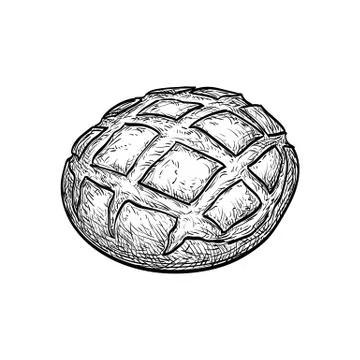 Rustic bread sketch 库存插图