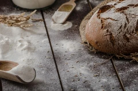 Rustic bread wheat-rye Foto stock