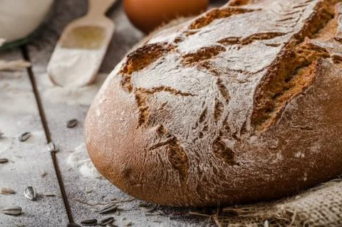 Rustic bread wheat-rye Stock Photos