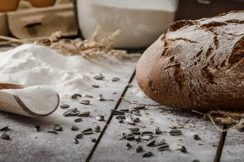 Rustic bread wheat-rye Foto stock