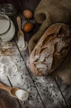 Rustic bread wheat-rye Stock Photos