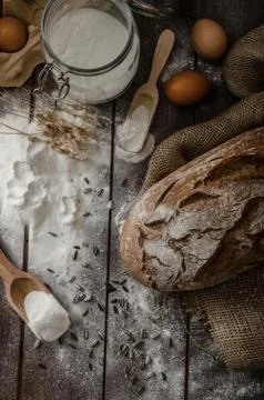 Rustic bread wheat-rye Stock Photos