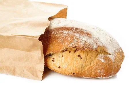 Rustic bread on white background Stock Photos