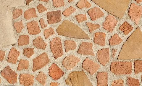 Rustic Brick Stone Mosaic Uneven Ground Texture Pattern Stock Photos
