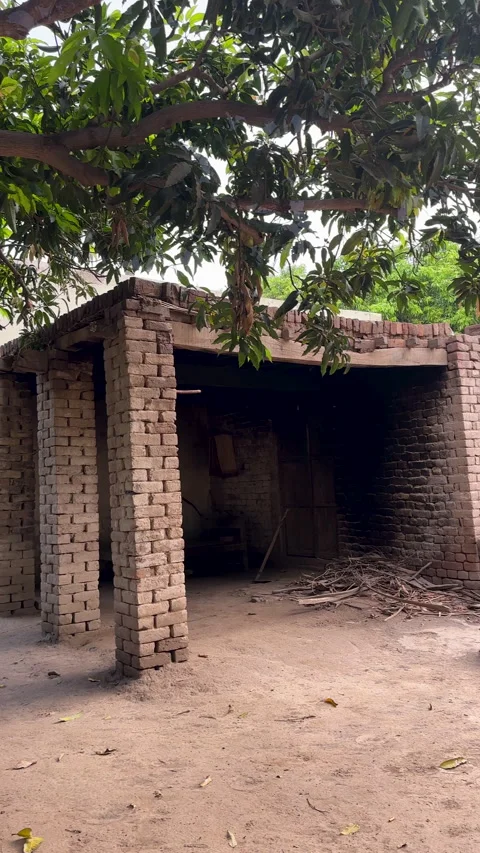 Rustic Brick Structure in a Rural Village Stock Footage 331223237