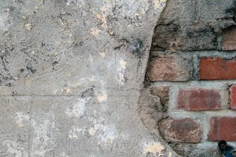 Rustic brick wall with cement Stock Photos