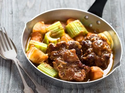 Rustic british oxtail stew Stock Photos