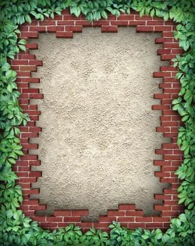 Rustic broken brick frame Stock Illustration