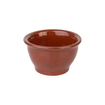 Rustic brown ceramic bowl isolated over white background Stock Photos
