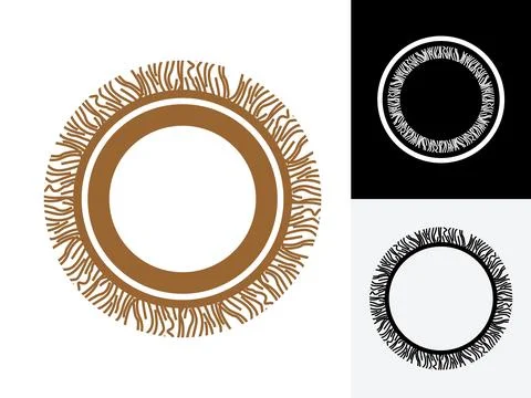 Rustic Brown Circular Frame with Fringed Edges and Textured Surface for Org.. Stock Illustration