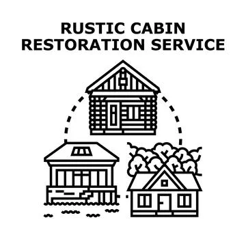 Rustic cabin restoration service for different homes 스톡 일러스트