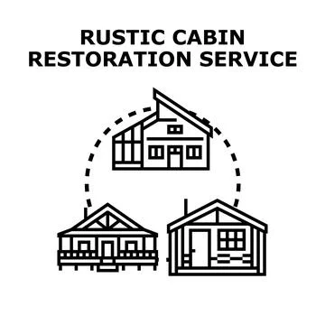Rustic cabin restoration service icon concept Illustrazione stock
