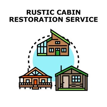 Rustic cabin restoration service icon concept Illustrazione stock