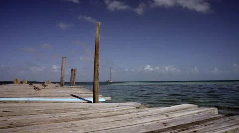 Rustic Caribbean Pier Stock Footage 48692193