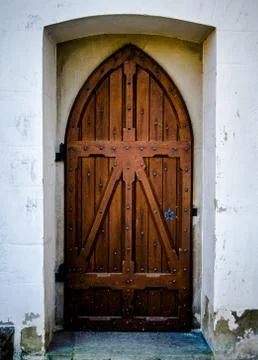 Rustic chapel door Stock-Fotos