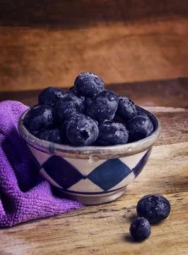 "Rustic Charm with Fresh Blueberries" Stock Photos