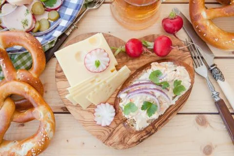 Rustic cheese platter Stock Photos