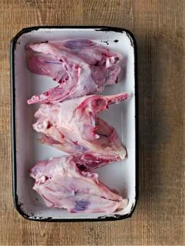 Rustic chicken bone carcass soup ingredient Stock Photos
