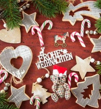 Rustic christmas background Stock Photos