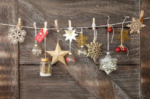 Rustic christmas background Stock Photos