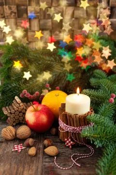 Rustic Christmas decorations Stock Photos