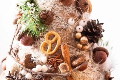 Rustic Christmas topiary Foto stock