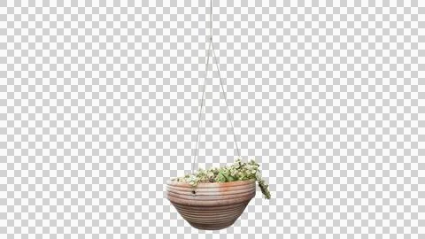 Rustic Clay Hanging Flower Planter Pot Isolated for Lifestyle Concept 写真素材