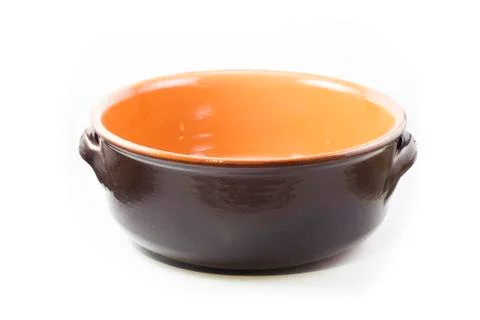 Rustic clay pot isolated on white background Stock Photos
