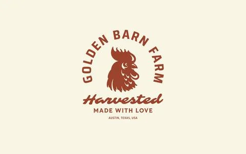 Rustic cockerel poultry farm emblem vector provides organic egg producers and Stock-Illustration