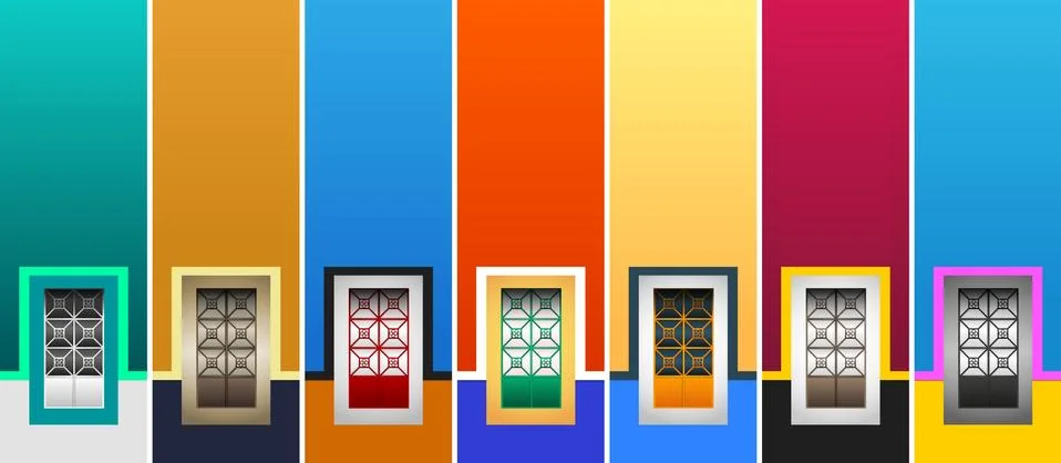 Rustic Colonial Windows Collection vector illustration. Stock Illustration
