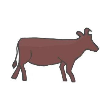 Rustic color cow silhouette vector isolated on white background, barbeque design Stock Illustration